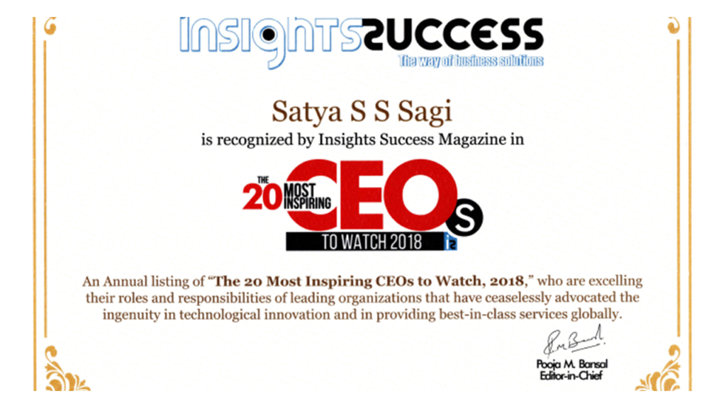 Techsol Insights Success Award Satya Sagi